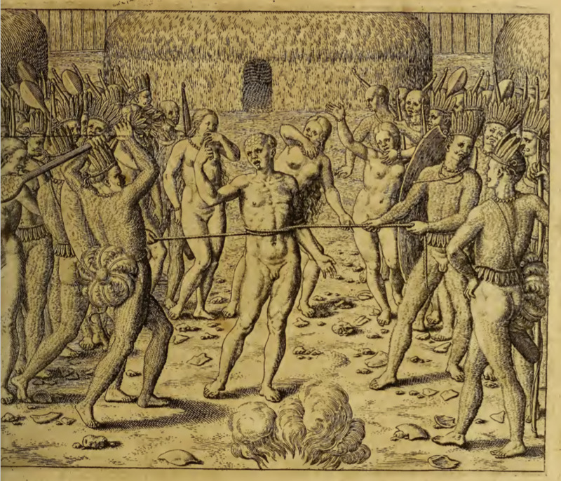 [A captive man is executed by the Tupinambá]