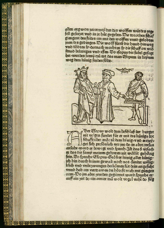 Vita et Fabulae [A man wearing a crown converses with a man in Holy attire as a third man stands at the back]