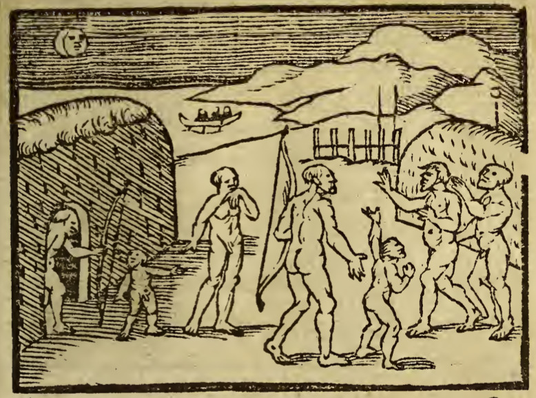 [Tupinambá people greet each other in their village]