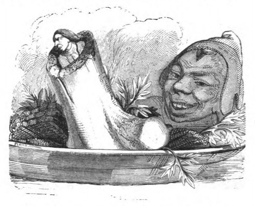 [The Queen’s dwarf teases Gulliver by sticking him in a bone]