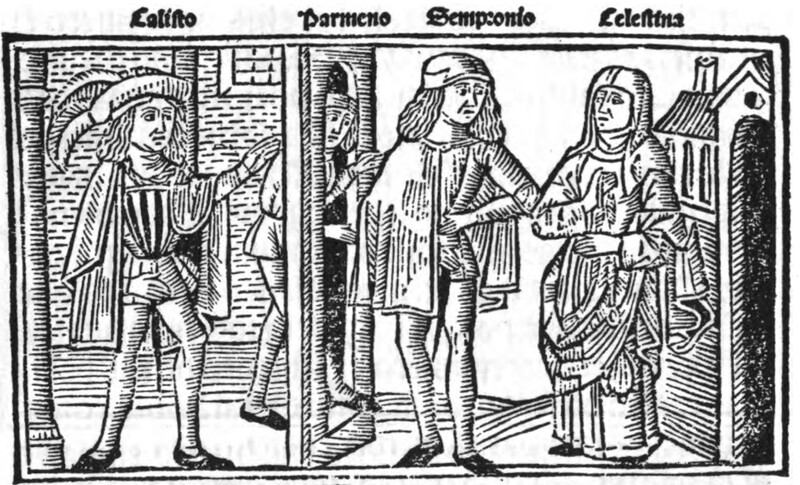 [Act I (Second Illustration) - Servants Introducing Calisto to Celestina]
