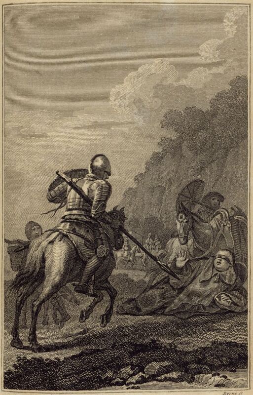 Don Quixote attacking the Benedictine Monks
