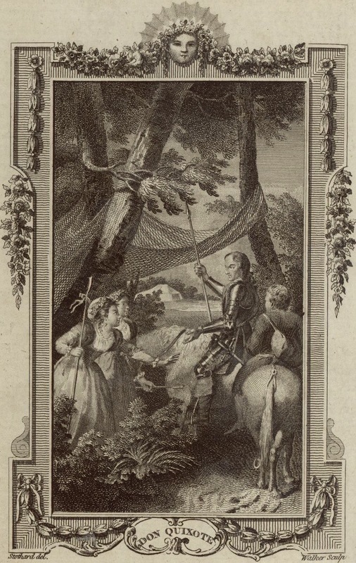 [Don Quixote and Sancho Panza meet two shepherdesses]