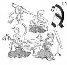 [Several Laputan scholars working]