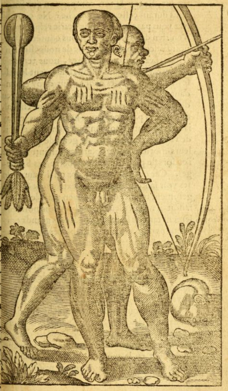 [Two Tupinambá men with weapons]