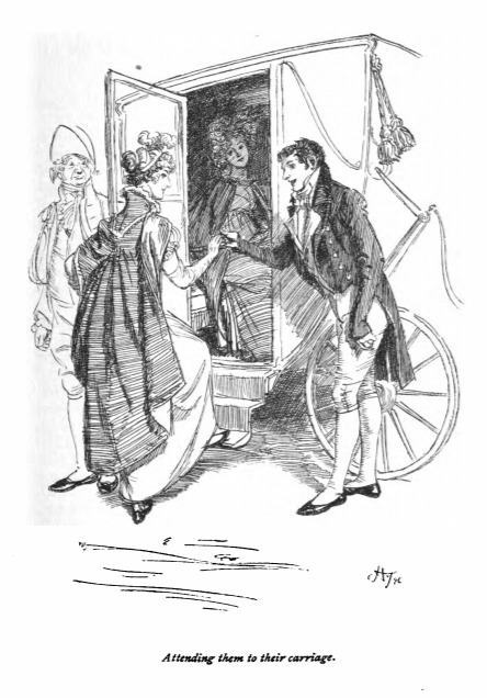 Attending them to their carriage