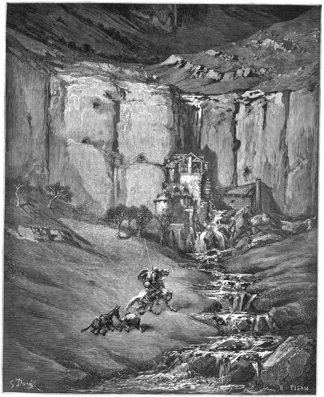 Rozinante wurden von dem Gelärme des Wassers und der Schläge scheu... – Buch III. Kap. 6