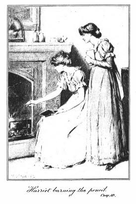 Harriet burning the pencil