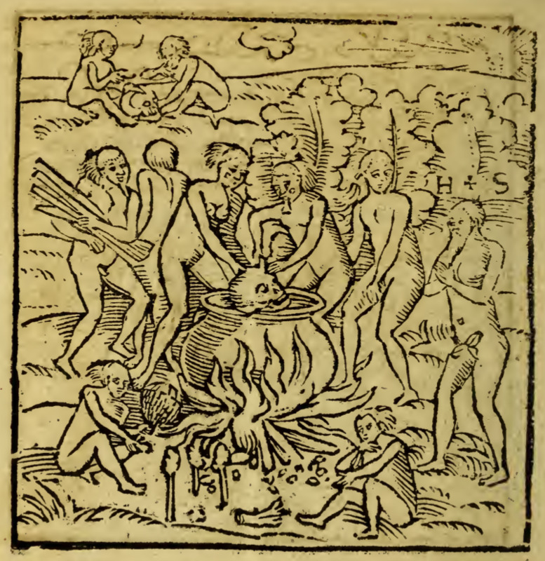 [Tupinambá people cook a human body in a large pot]