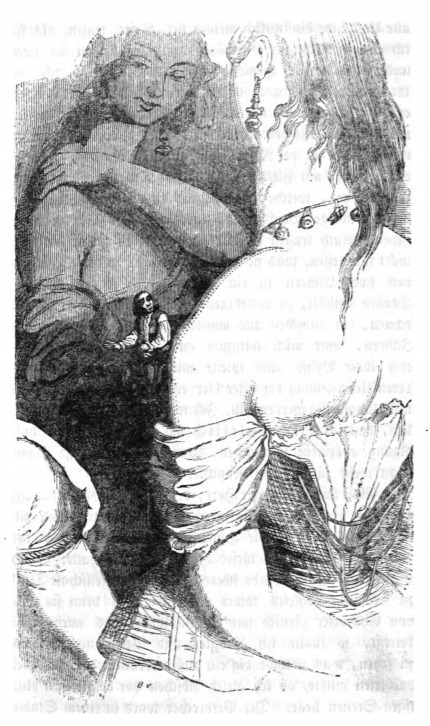 [The Queen of Brobdingnag's maids with Gulliver]