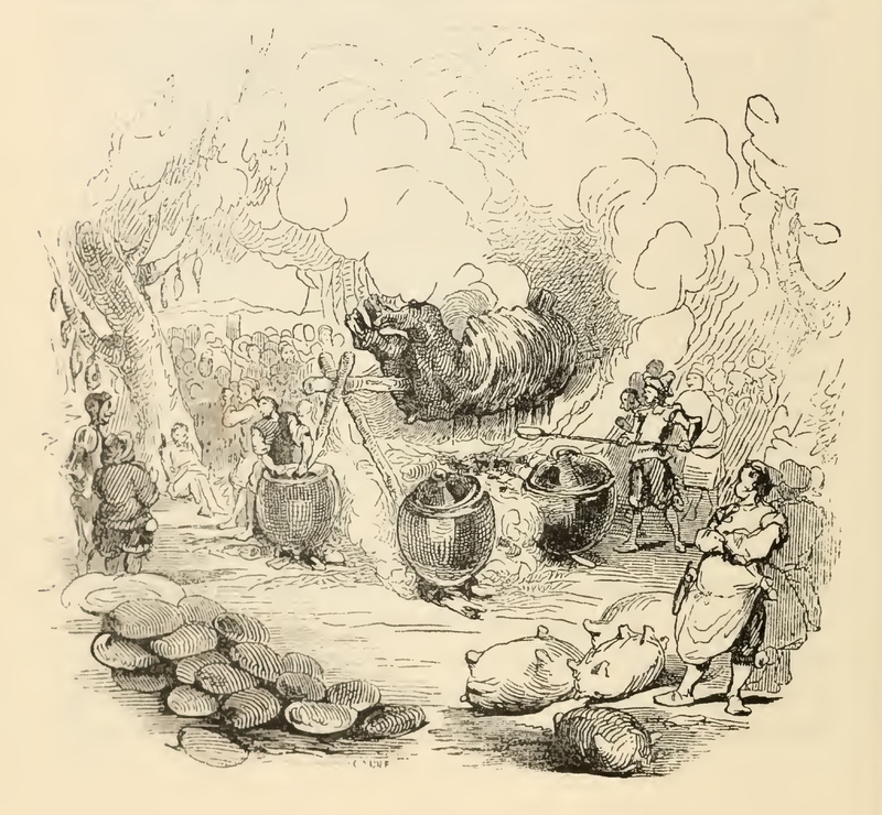 [Don Quixote and Sancho Panza See a Roasted Bullock at Quiteria's Wedding]