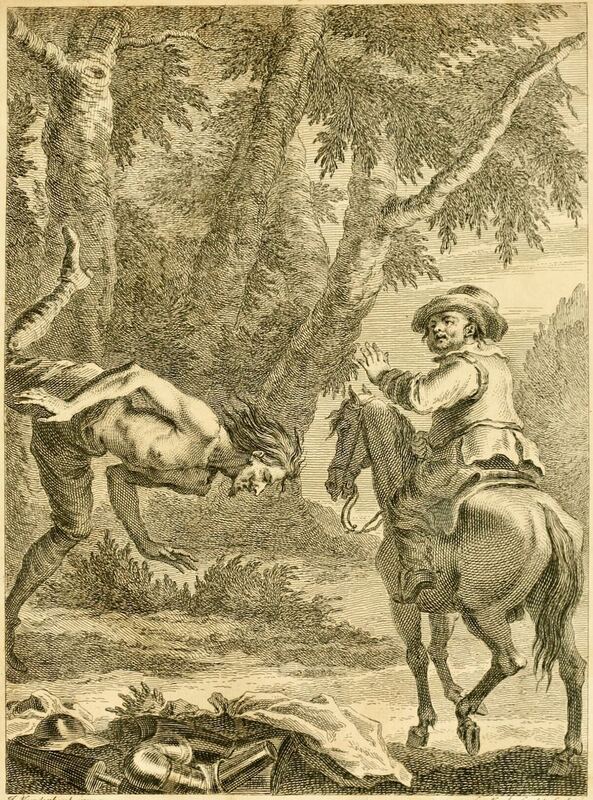 [Don Quixote performs mad acts of penance]