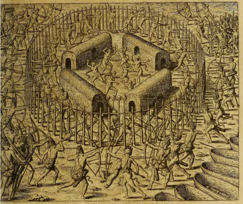[A group of Indigenous people attacks the Tupinambá village called 'Uwattibi']