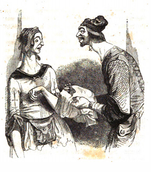 [The giant farmer presents Gulliver to his wife]