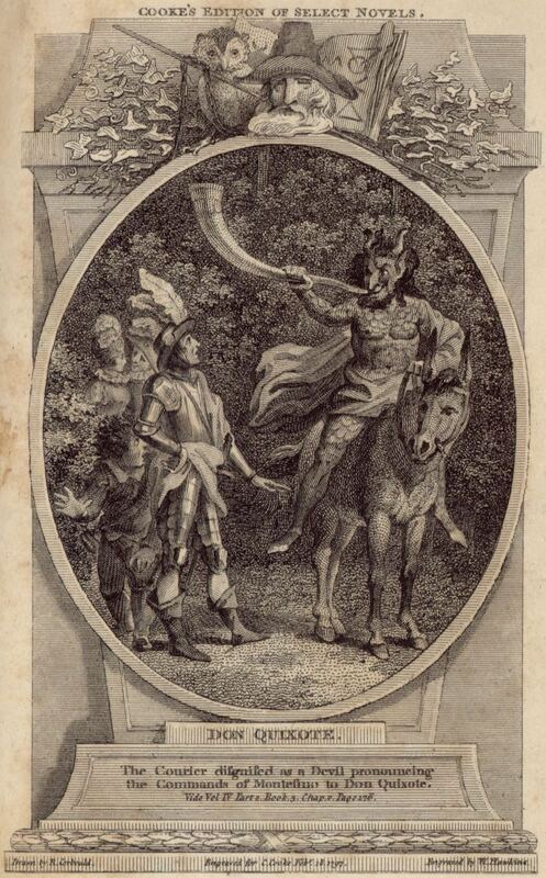 The Courier disguised as a Devil pronouncing the Commands of Montesino to Don Quixote