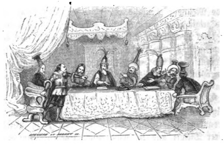 [a meeting of Lilliputian officials discussing Gulliver’s fate]