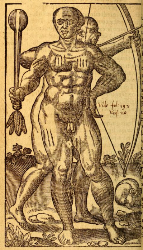 [Two Tupinambá men with weapons]