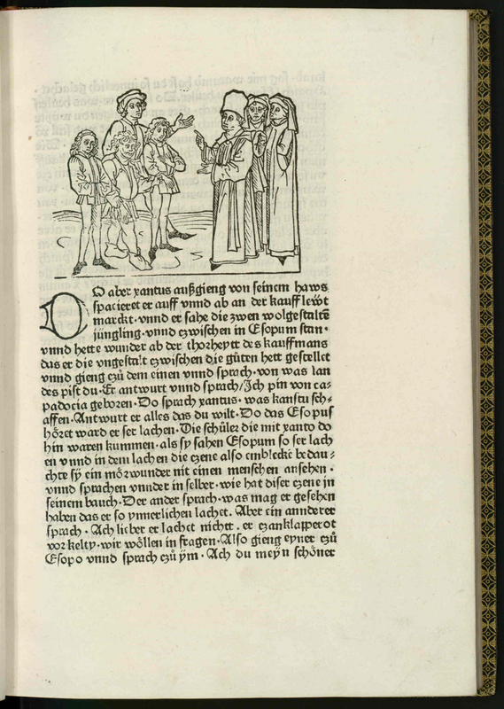 Vita et Fabulae [Four men are talking to three people who are in Holy attire]