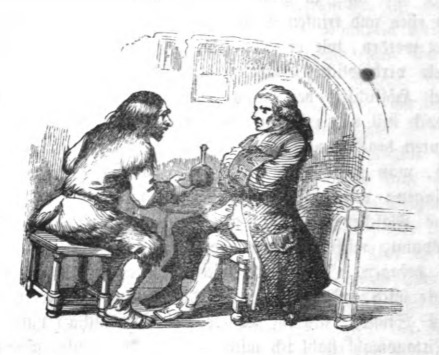 [Gulliver speaks with the captain of the ship]
