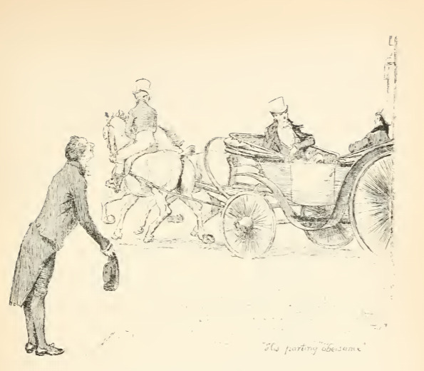 “His parting obeisance”
