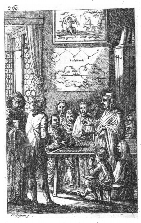 [Gulliver and the scientists on Laputa]