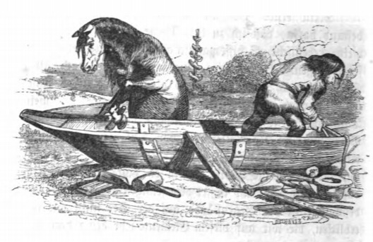 [Gulliver builds a boat to leave the Country of the Houyhnhnms]