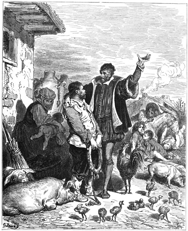 Kurz, diesem schwatzte er so viel vor, daß der gute Landmann sich entschloß, mit ihm auszuziehen. – Buch 1. Kap. 7