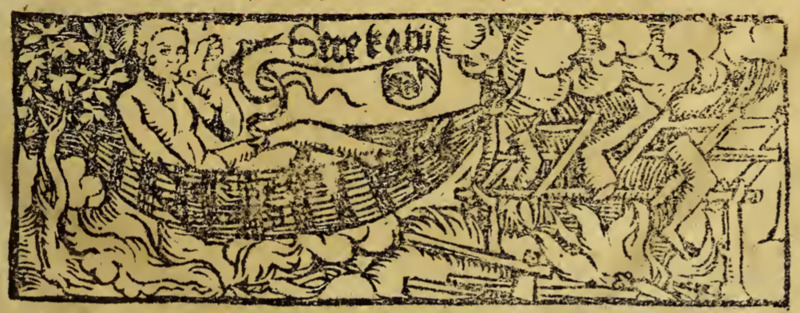 [Tupinambá man in hammock eats a human foot while other human limbs roast over a fire nearby]