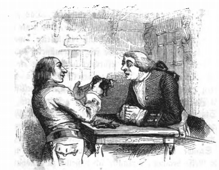 [Gulliver presents Captain John Biddel with a small cow from Blefuscu]