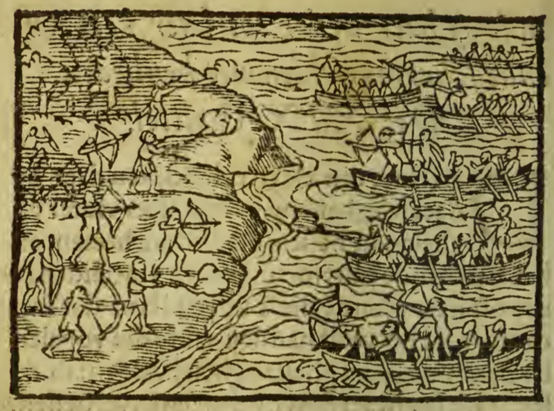 [Conflict between two Brazilian Indigenous groups, one group on land and one at sea]