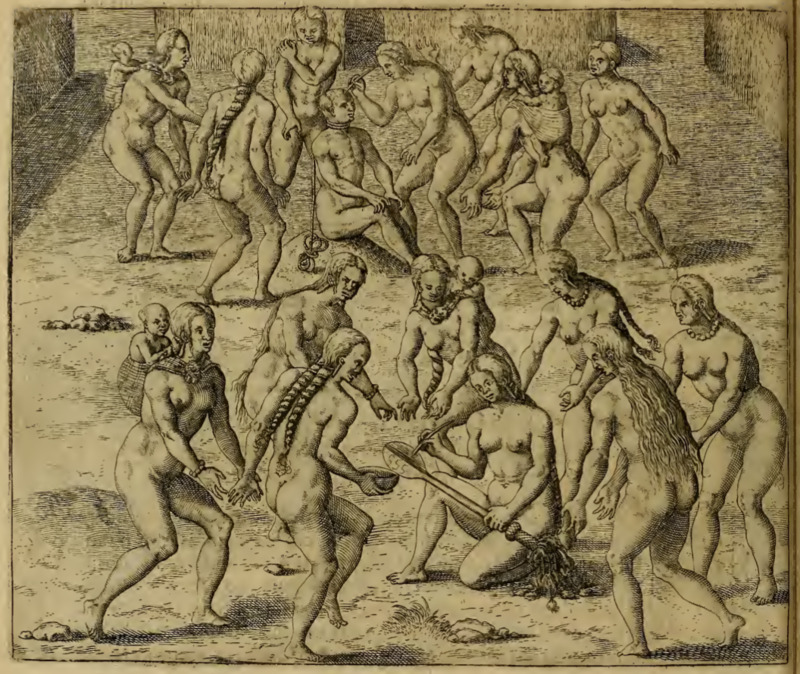 [Tupinambá women prepare a captive man to be executed]
