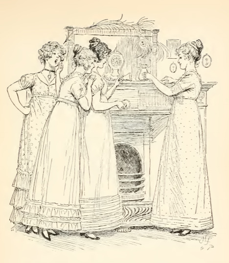 [Lizzy, Jane, Mary, and Lydia discuss Mr. Wickham]