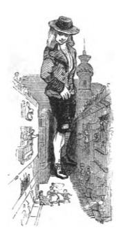[Gulliver walks through the streets of Mildendo]