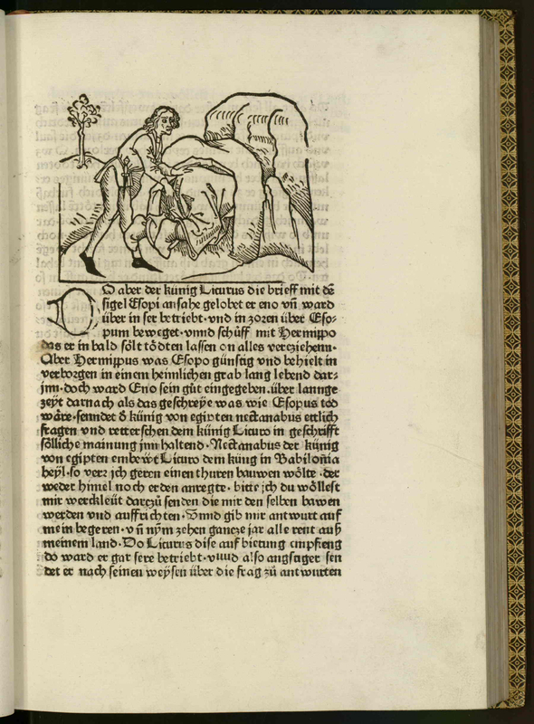 Vita et Fabulae [A man helping another person enter a cave]