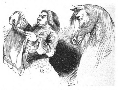 [Gulliver explains sailing using his handkerchief]