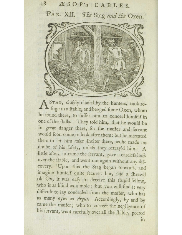 The Stag and the Oxen. Other Titles: The Stag in the Ox-Stall