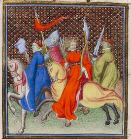 Penthésilée, reine des Amazones, chevauchant avec ses compagnes