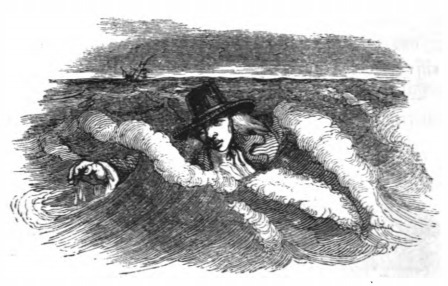 [Gulliver swims for his life after the shipwreck]
