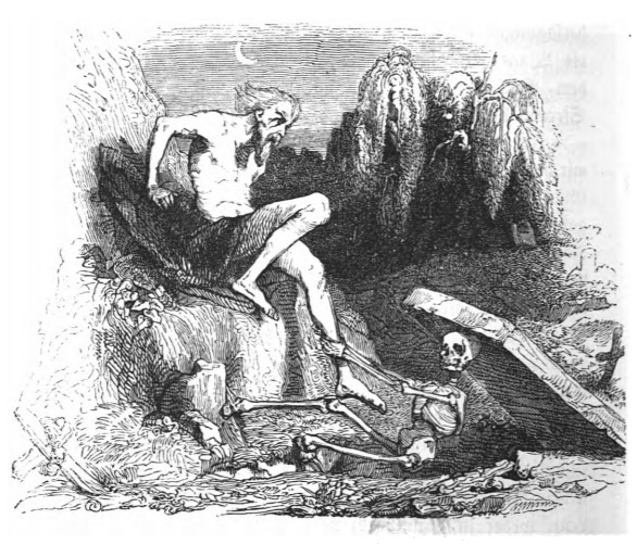[Depiction of a human resisting death]