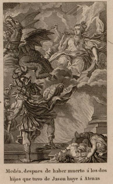 Medea, despues de haber muerto a los dos hijos que tuvo de Jason huye a Atenas