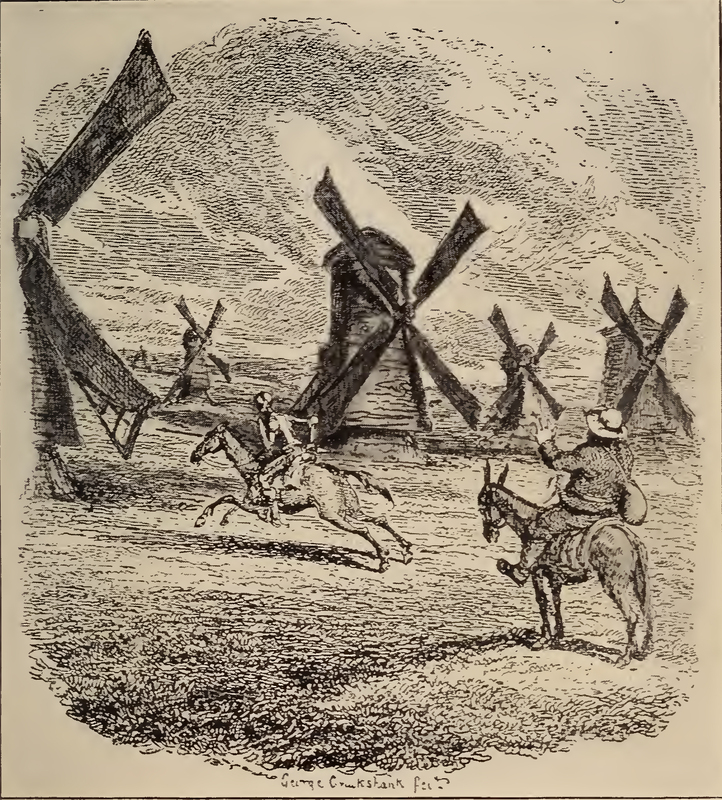 DON QUIXOTE ATTACKS THE WINDMILL