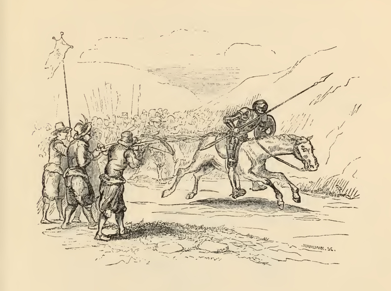 [Don Quixote Retreats from those of the Braying Village]