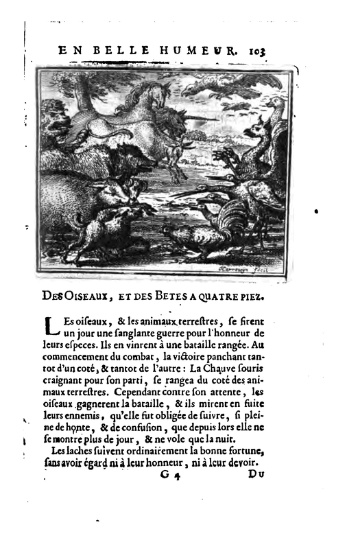 Des Oiseaux, et des Betes a Quatre Piez