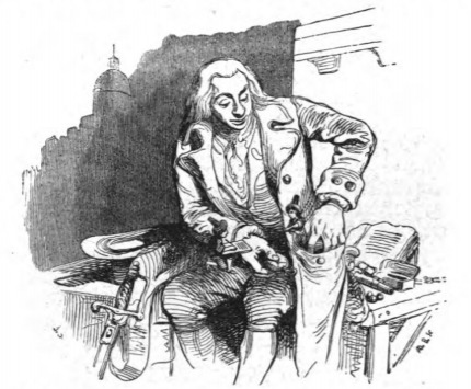 [Gulliver with his attendants on Lilliput]