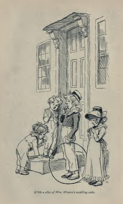 With a slice of Mrs. Weston's wedding-cake