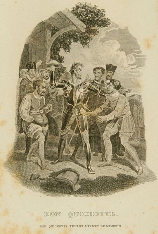 Don Quichotte tenant l'armet de Mambrin