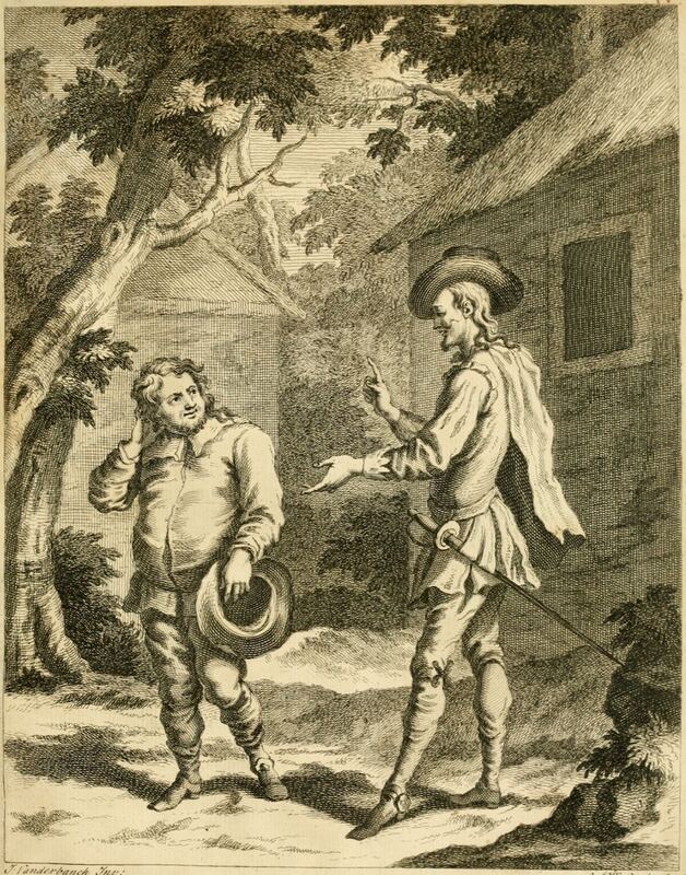 [Don Quixote asks Sancho Panza to be his squire]