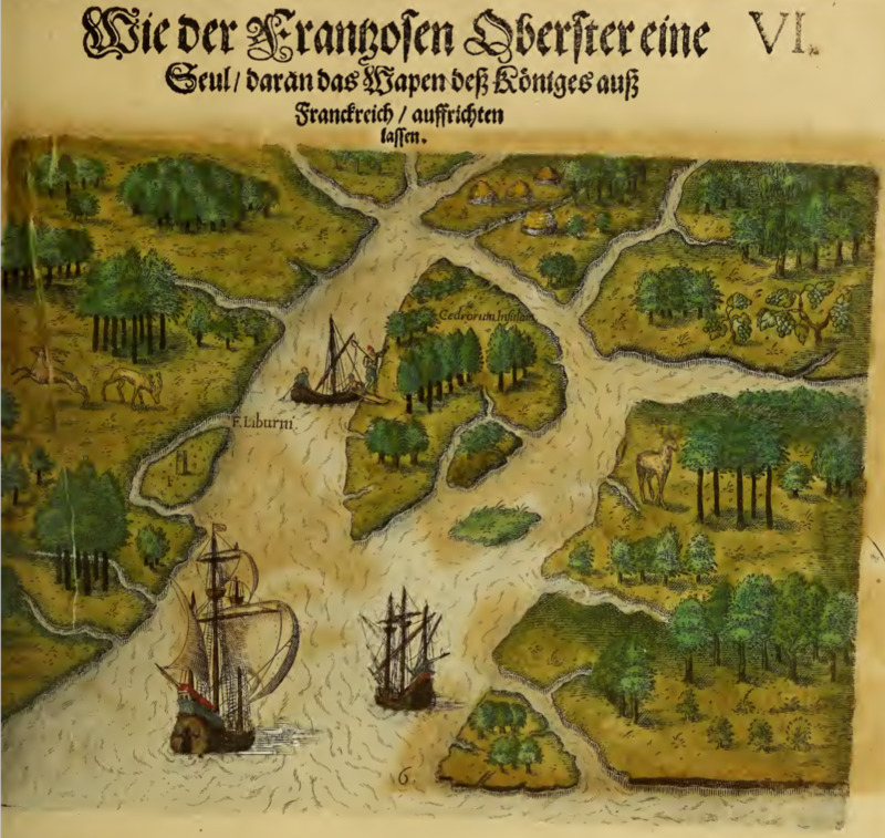 Wie der Frantzosen Oberste eine Seul, daran das Wapen deß Königes auß Frankreich, auffrichten lassen. VI.