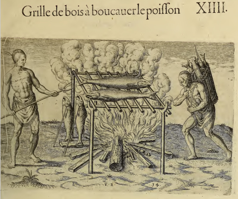 Grille de bois à boucauer le poisson. XIIII.