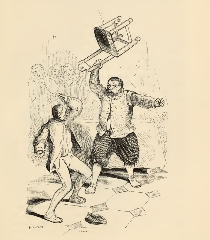 [The Governor Sancho Panza Lifts a Chair Above his Head in Rage]